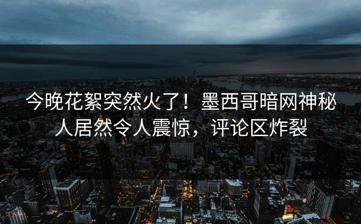 今晚花絮突然火了！墨西哥暗网神秘人居然令人震惊，评论区炸裂