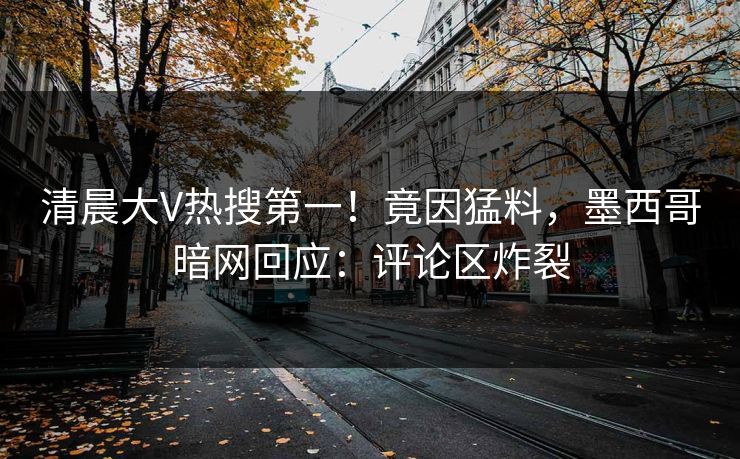 清晨大V热搜第一！竟因猛料，墨西哥暗网回应：评论区炸裂