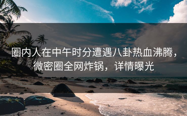 圈内人在中午时分遭遇八卦热血沸腾，微密圈全网炸锅，详情曝光