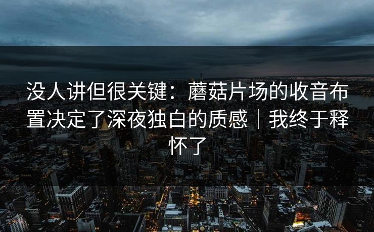 没人讲但很关键:蘑菇片场的收音布置决定了深夜独白的质感|我终于释怀了 没人讲但很关键:蘑菇片场的收音布置决定了深夜独白的质感|我终于释怀了