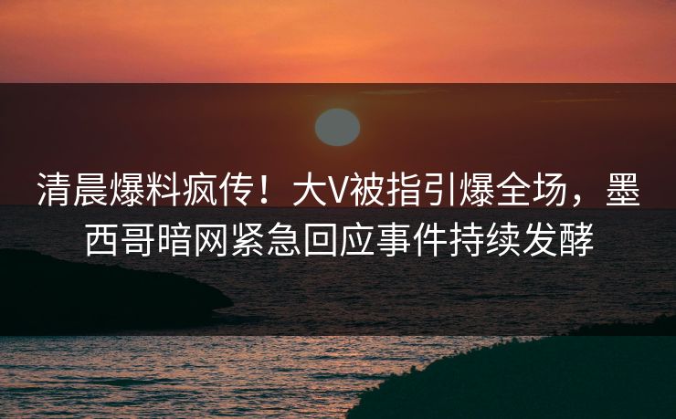 清晨爆料疯传！大V被指引爆全场，墨西哥暗网紧急回应事件持续发酵