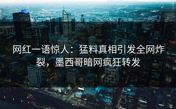 网红一语惊人：猛料真相引发全网炸裂，墨西哥暗网疯狂转发