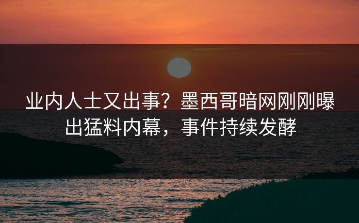 业内人士又出事？墨西哥暗网刚刚曝出猛料内幕，事件持续发酵