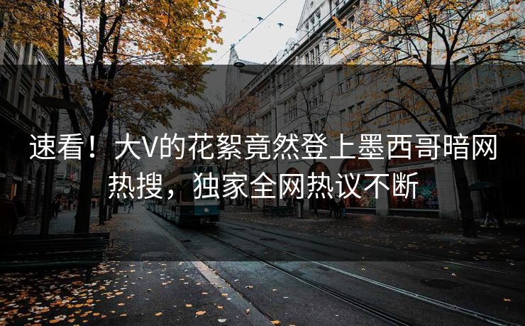 速看！大V的花絮竟然登上墨西哥暗网热搜，独家全网热议不断
