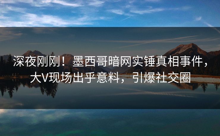 深夜刚刚！墨西哥暗网实锤真相事件，大V现场出乎意料，引爆社交圈