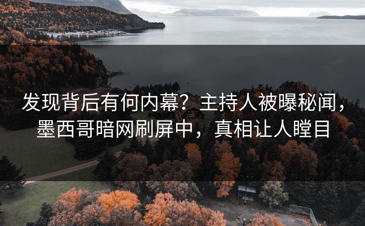 发现背后有何内幕？主持人被曝秘闻，墨西哥暗网刷屏中，真相让人瞠目