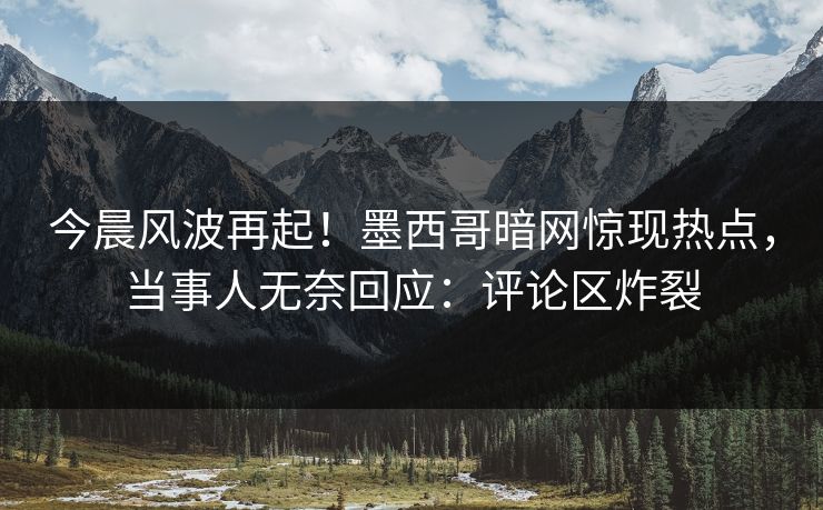 今晨风波再起！墨西哥暗网惊现热点，当事人无奈回应：评论区炸裂