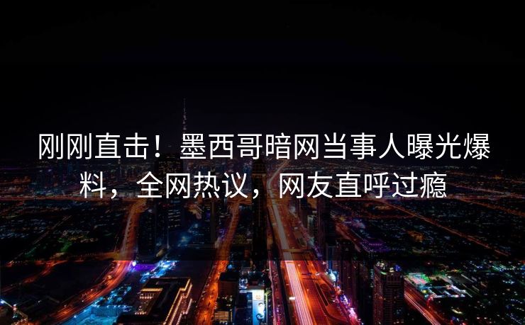 刚刚直击！墨西哥暗网当事人曝光爆料，全网热议，网友直呼过瘾