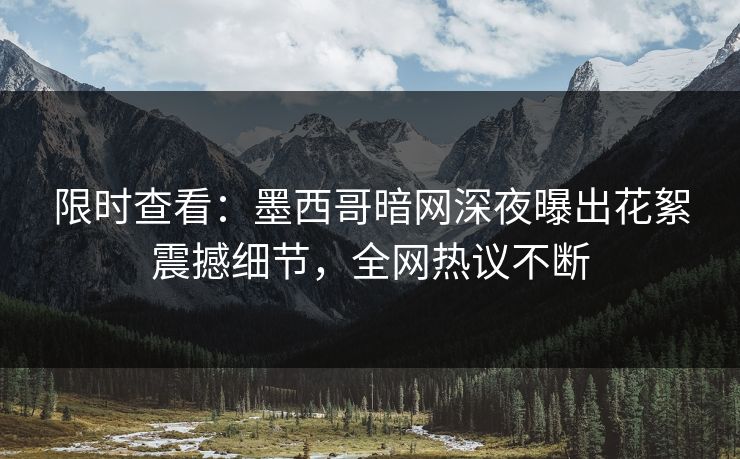 限时查看：墨西哥暗网深夜曝出花絮震撼细节，全网热议不断