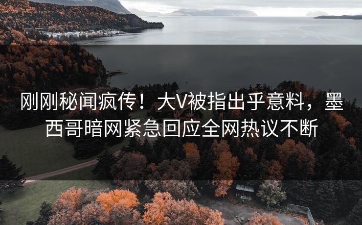 刚刚秘闻疯传！大V被指出乎意料，墨西哥暗网紧急回应全网热议不断