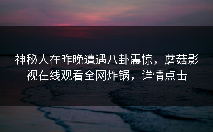 神秘人在昨晚遭遇八卦震惊，蘑菇影视在线观看全网炸锅，详情点击